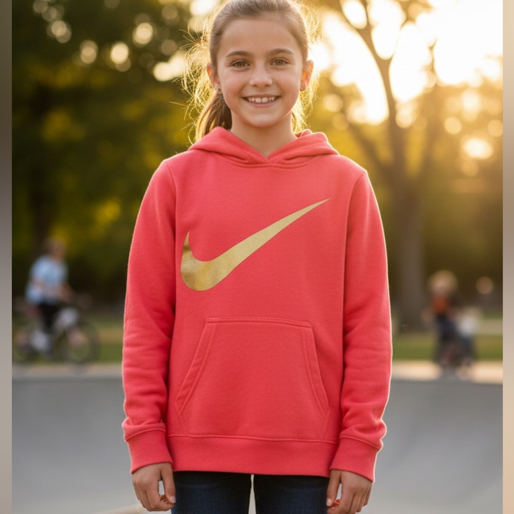 Nike coral gold swoosh hoodie hooded sweatshirt XL